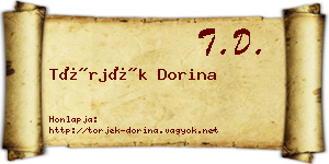 Törjék Dorina névjegykártya