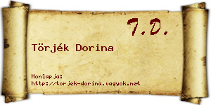 Törjék Dorina névjegykártya